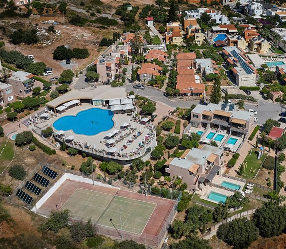 Marni Village aerial view hillside villas and suites with private and shared pools