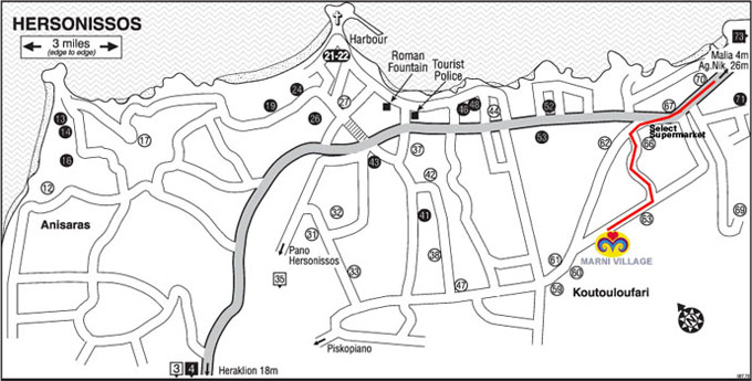Map of Koutouloufari Village and Hersonissos area