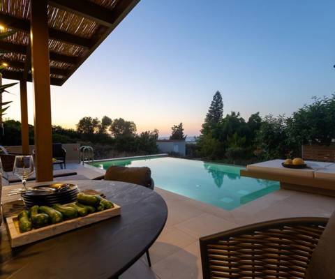 Marni Hotel Luxury Two Bedroom Villa outdoor private pool area with sitting lounge and sunbeds