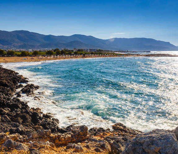 Wide view of Malia beach